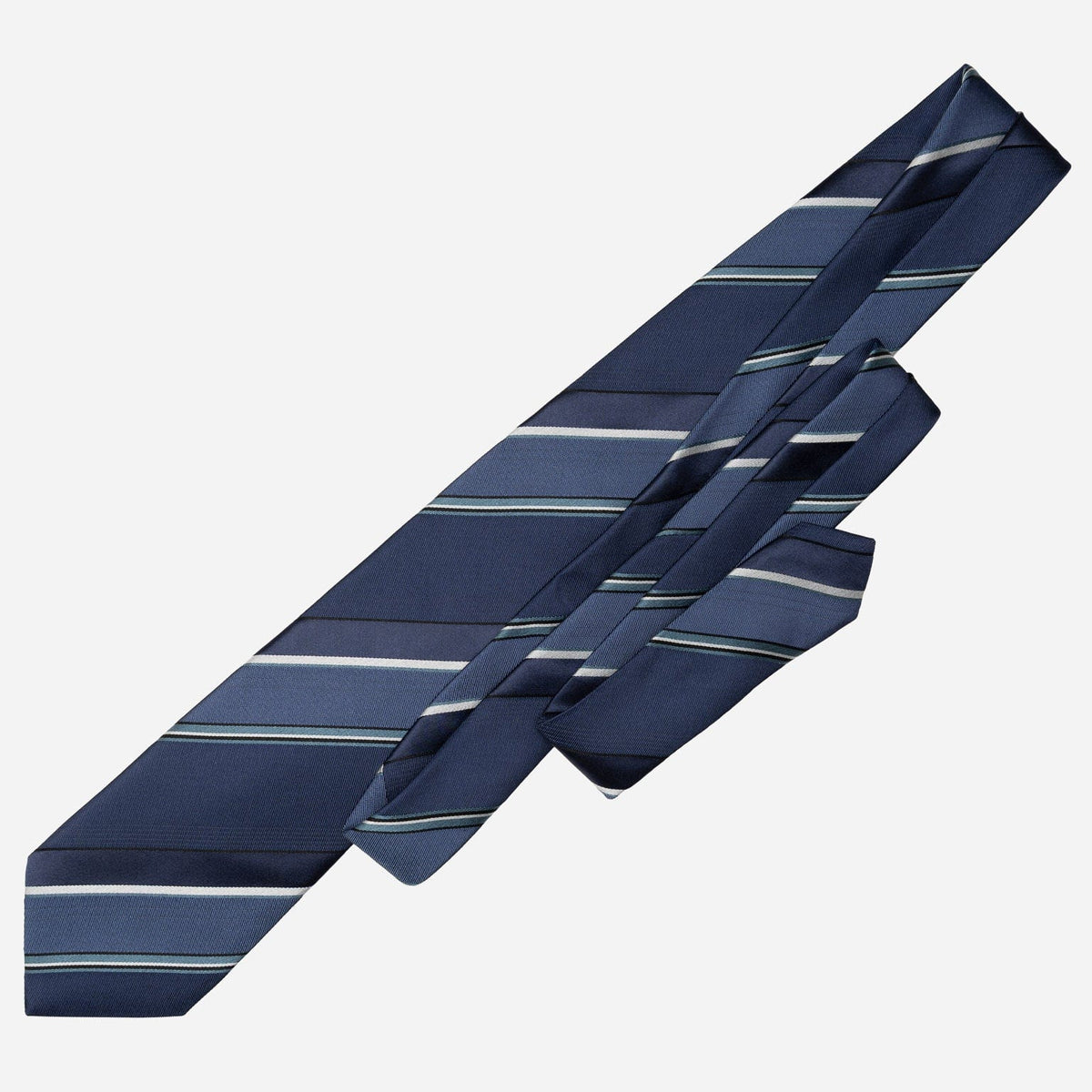 Italian Handmade Blue Striped Silk Tie