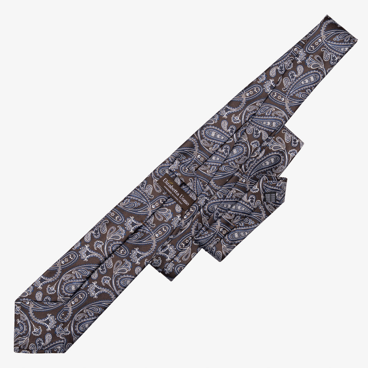 Brown and Blue Italian Paisley Silk Tie