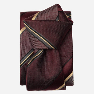 Italian Handmade Burgundy Striped Silk Tie