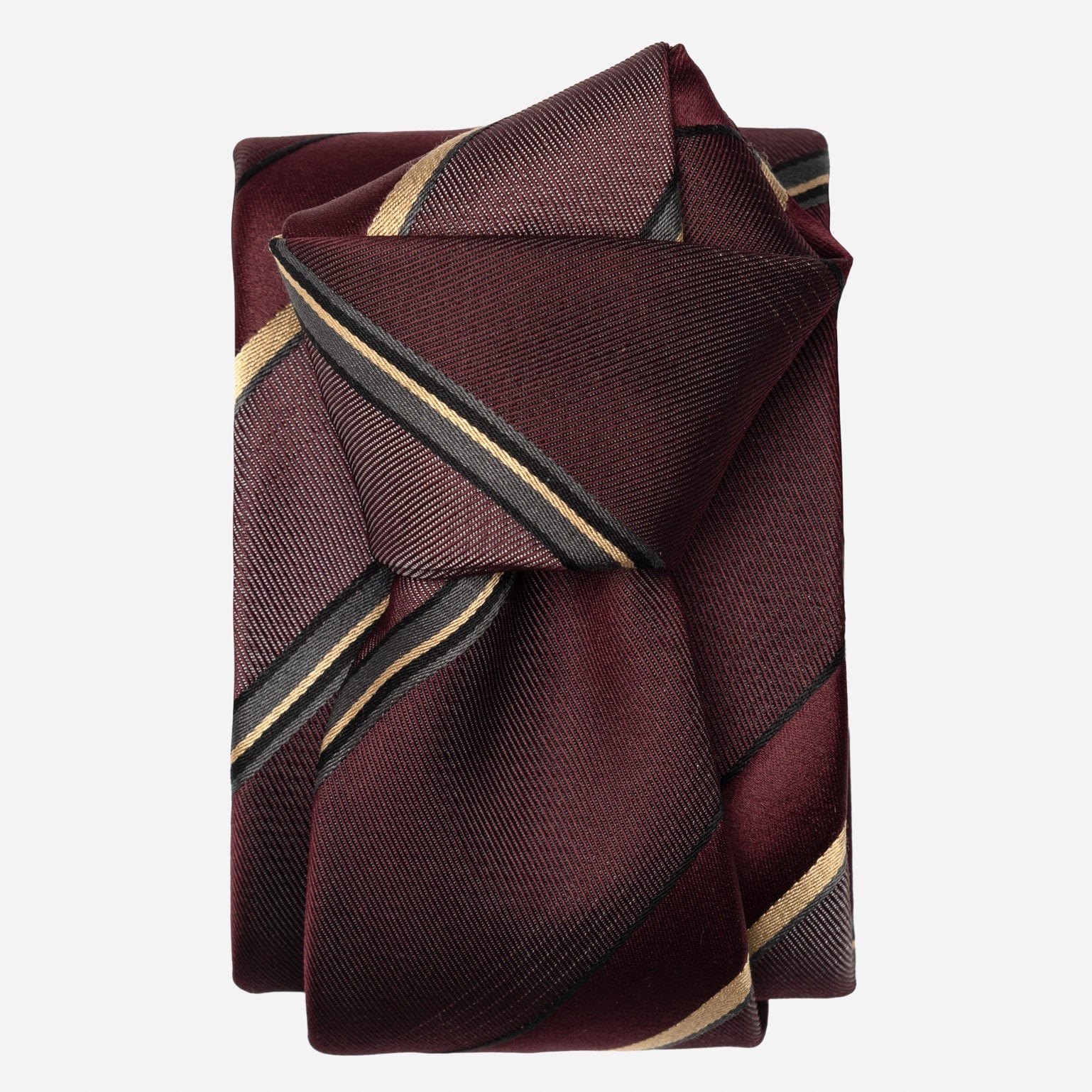 Italian Handmade Burgundy Striped Silk Tie