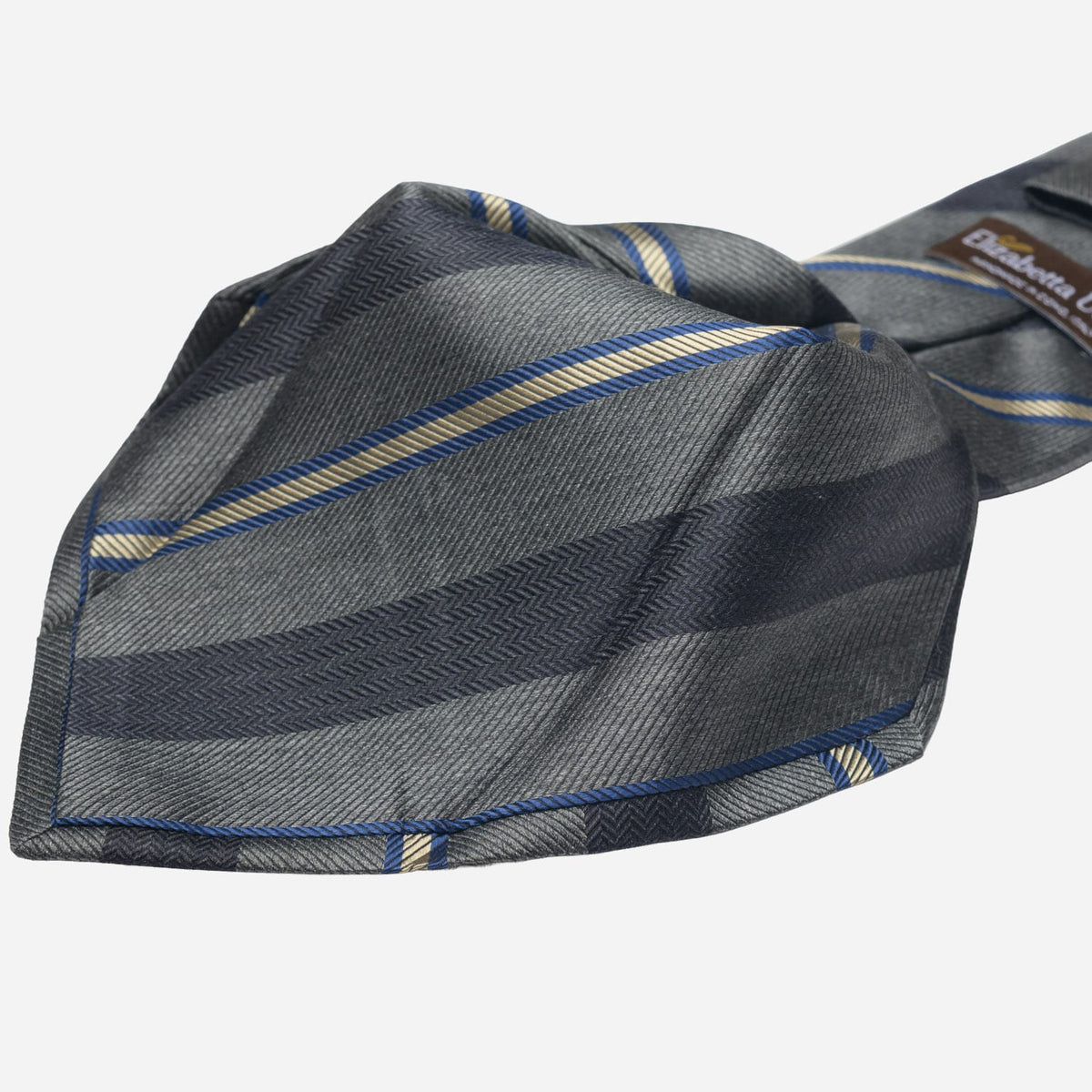 Italian Grey Silk Tie Woven Stripes