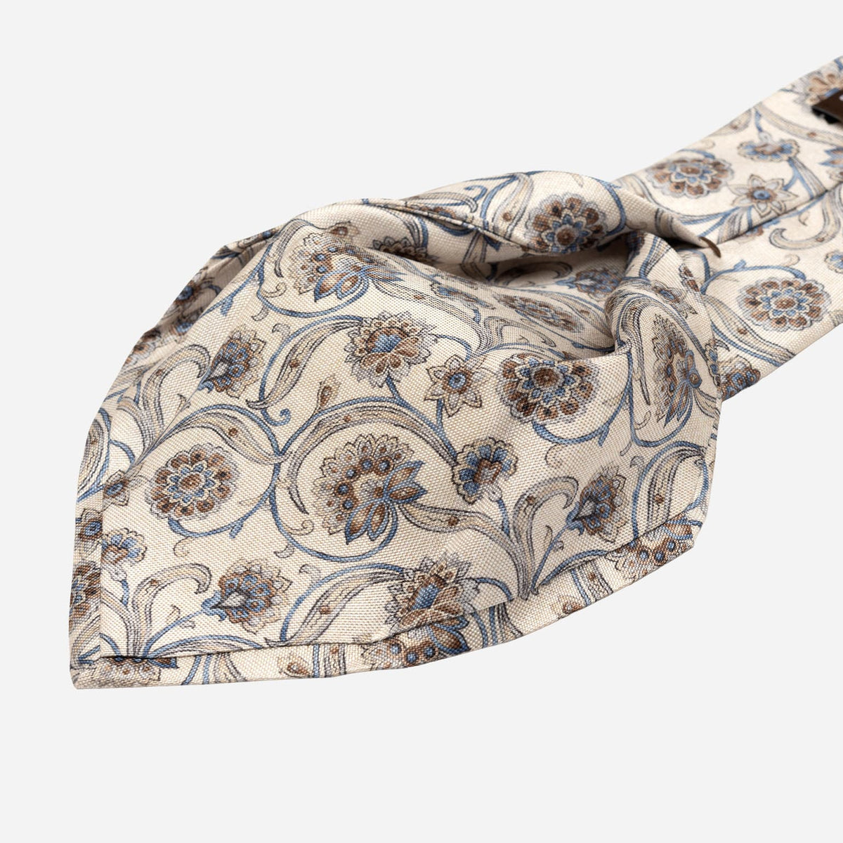 Handmade Italian Silk Tie Cream Floral