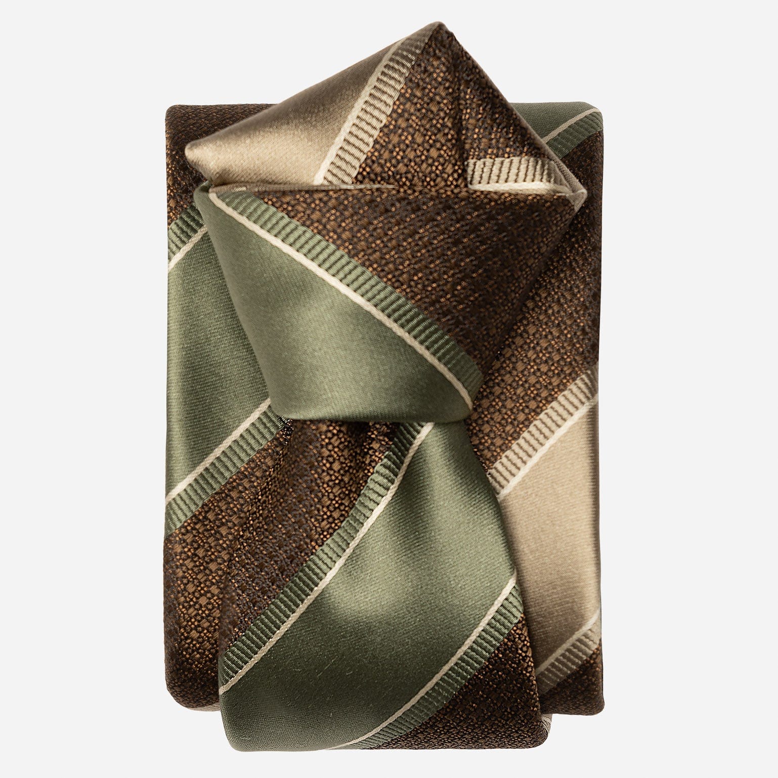 Italian Designer Green and Brown Tie