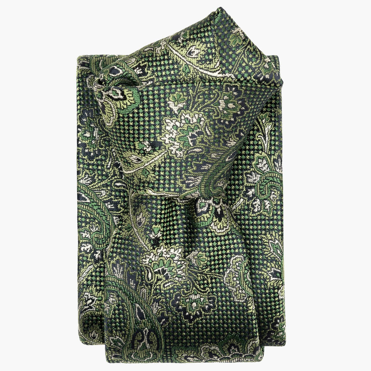 Italian Designer Green Silk Jacquard Tie
