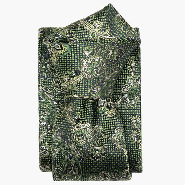 Italian Designer Green Silk Jacquard Tie