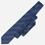 Handmade Marine Blue Striped Silk Tie