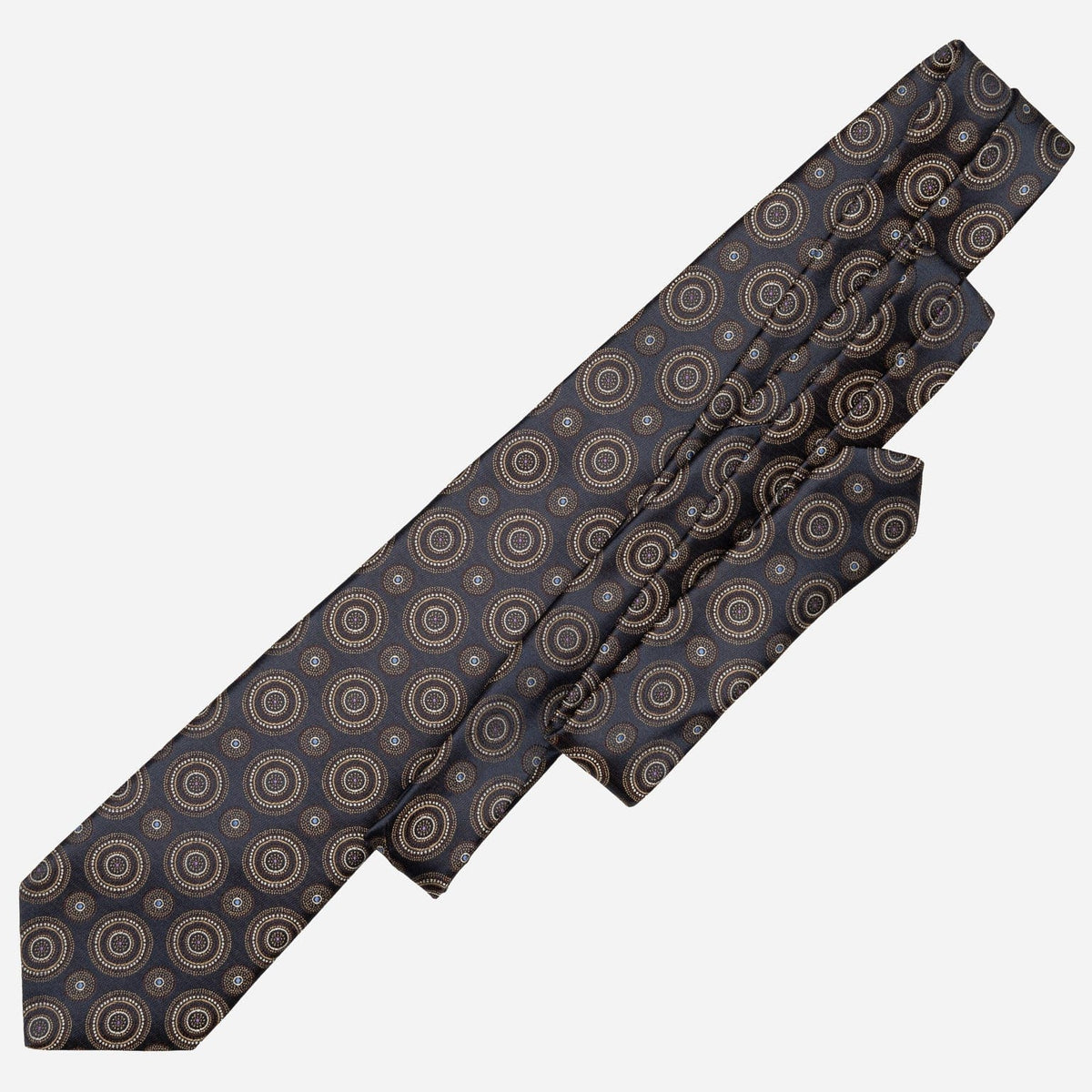 Designer Italian Silk Tie Navy and Brown