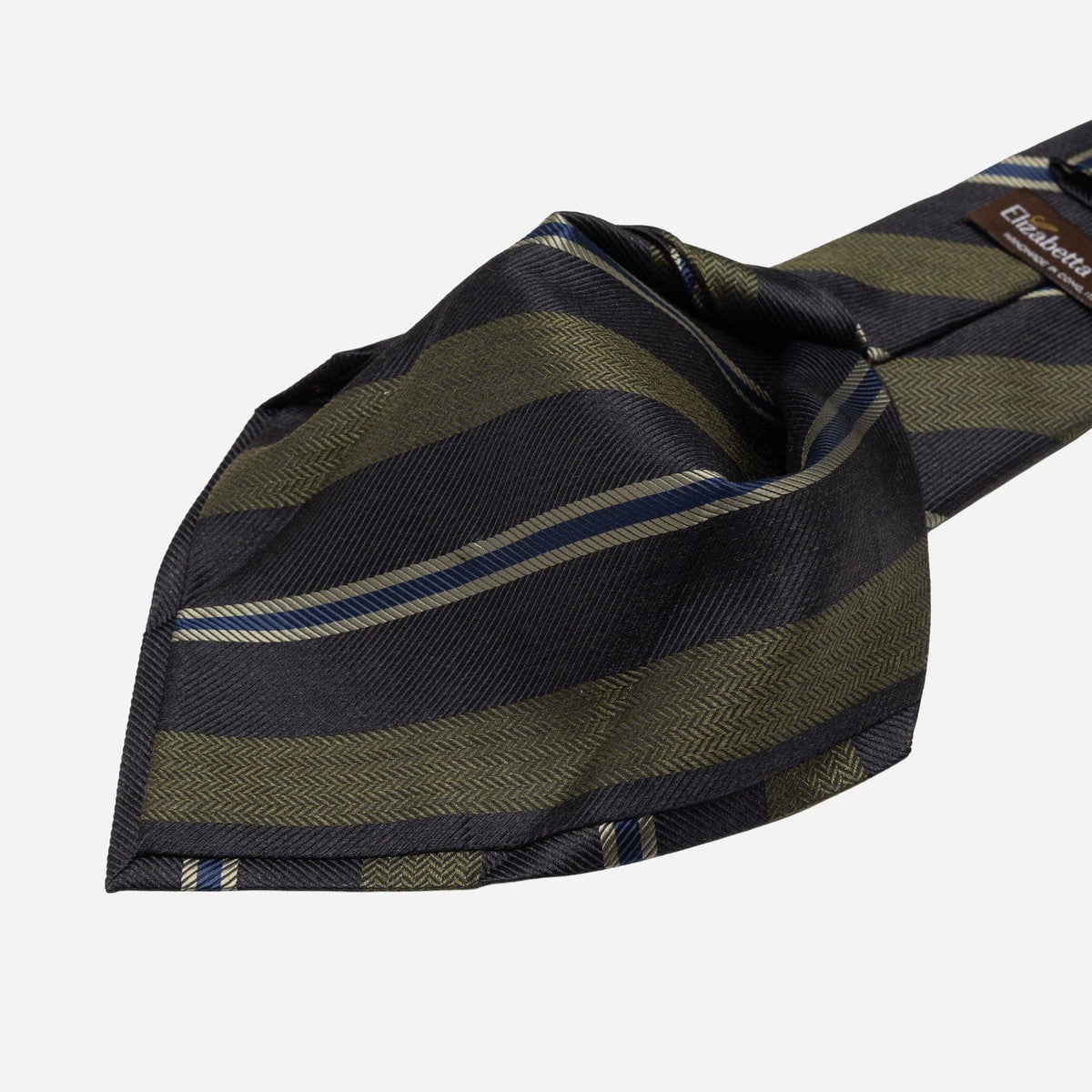 Italian Woven Stripes Navy and Green Tie