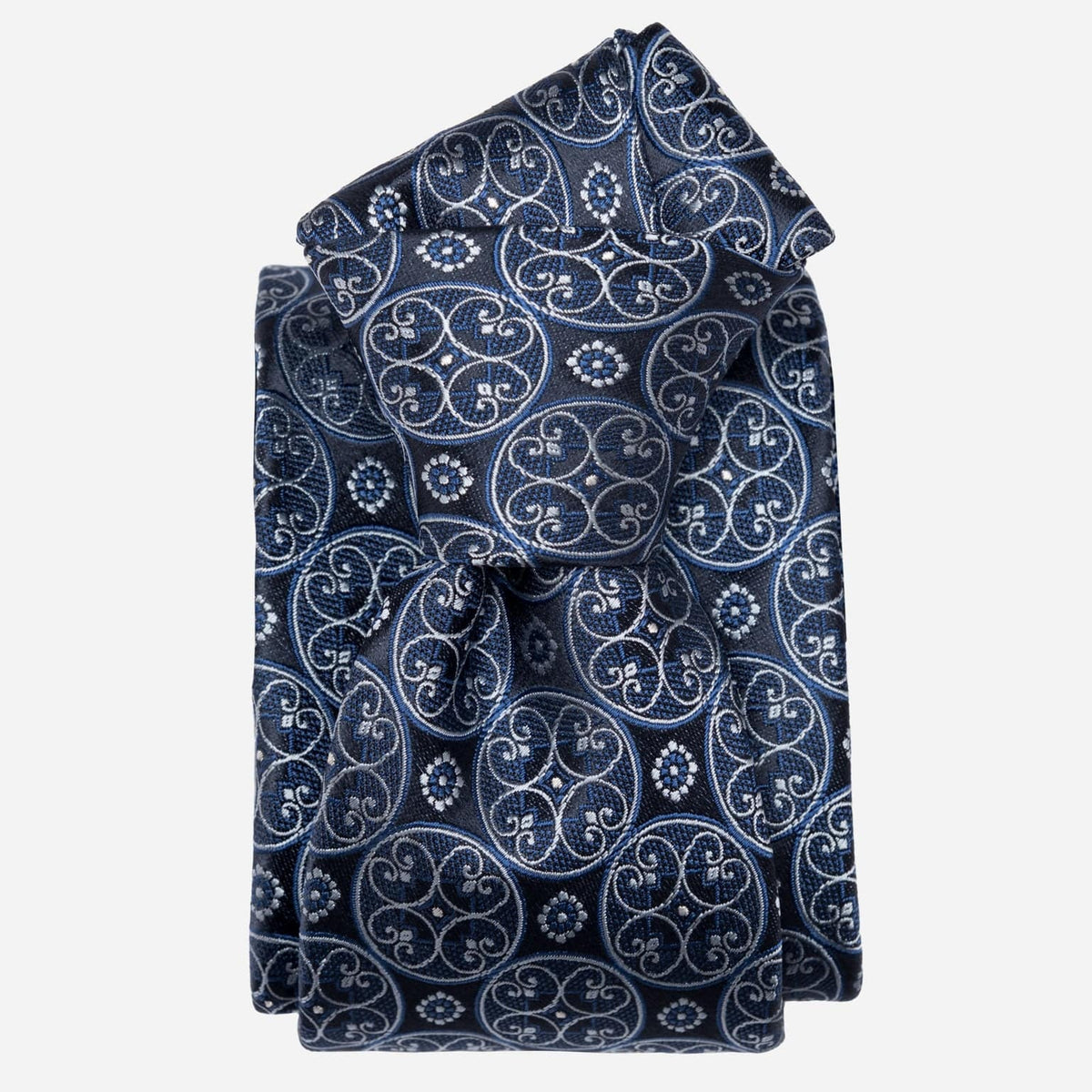 Blue Geometric Italian Silk Handmade Tie