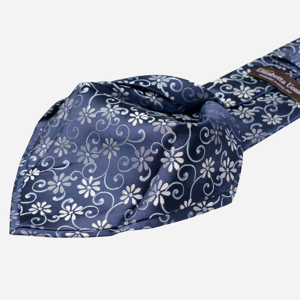 Italian Designer Navy Floral Silk Tie
