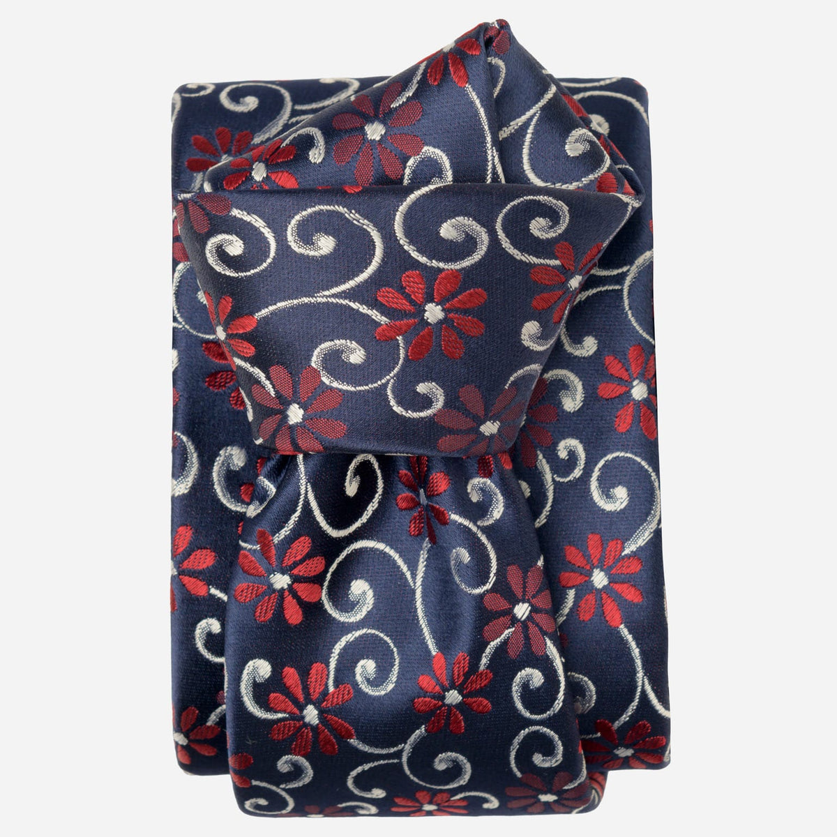 Italian Designer Red and Navy Silk Tie 