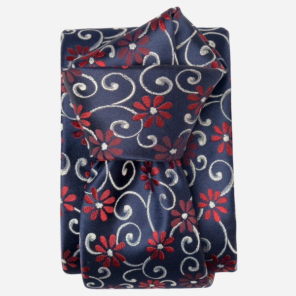 Italian Designer Red and Navy Silk Tie 