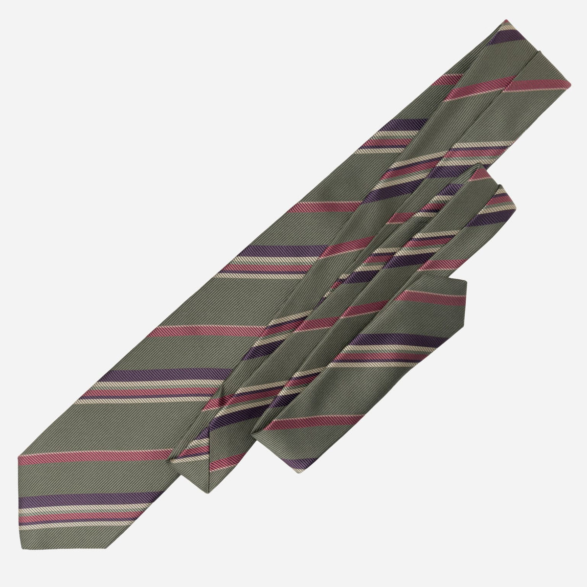 Sage Green Striped Italian Silk Tie