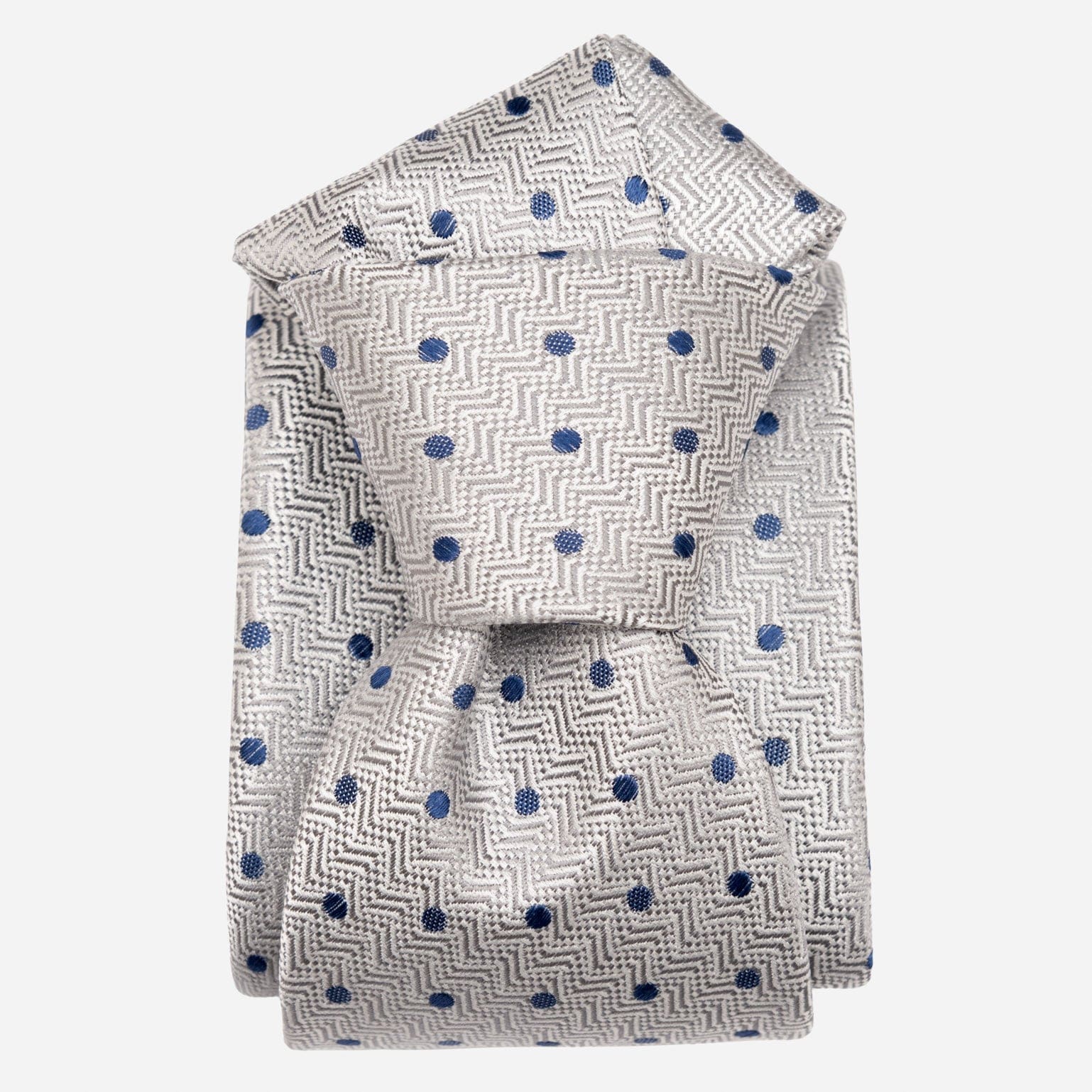 Grey Polka Dot Italian Handmade Silk Tie
