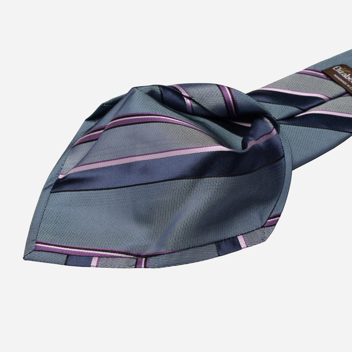 Italian Blue and Lavender Striped Silk Tie