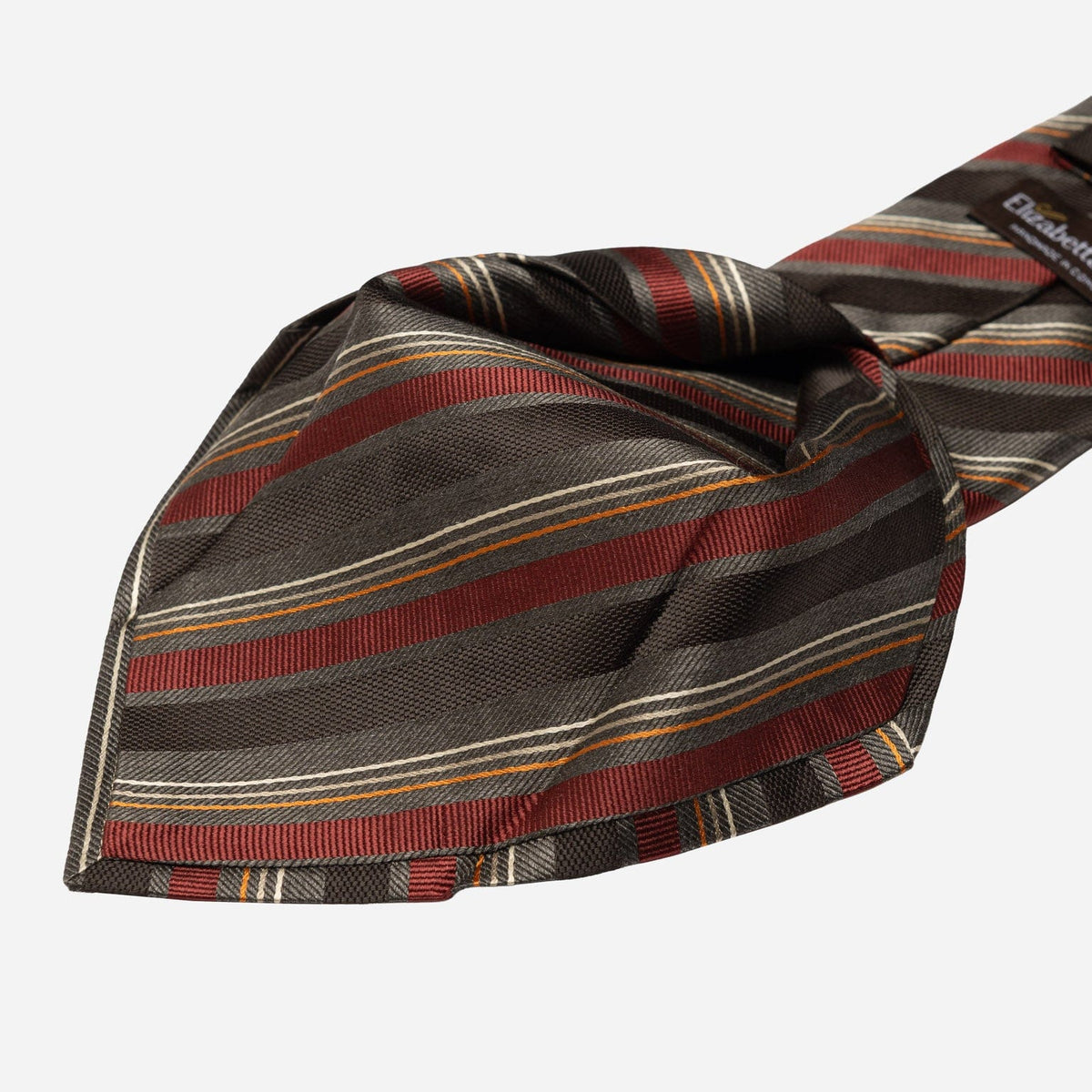 Burgundy and Grey Woven Striped Silk Tie