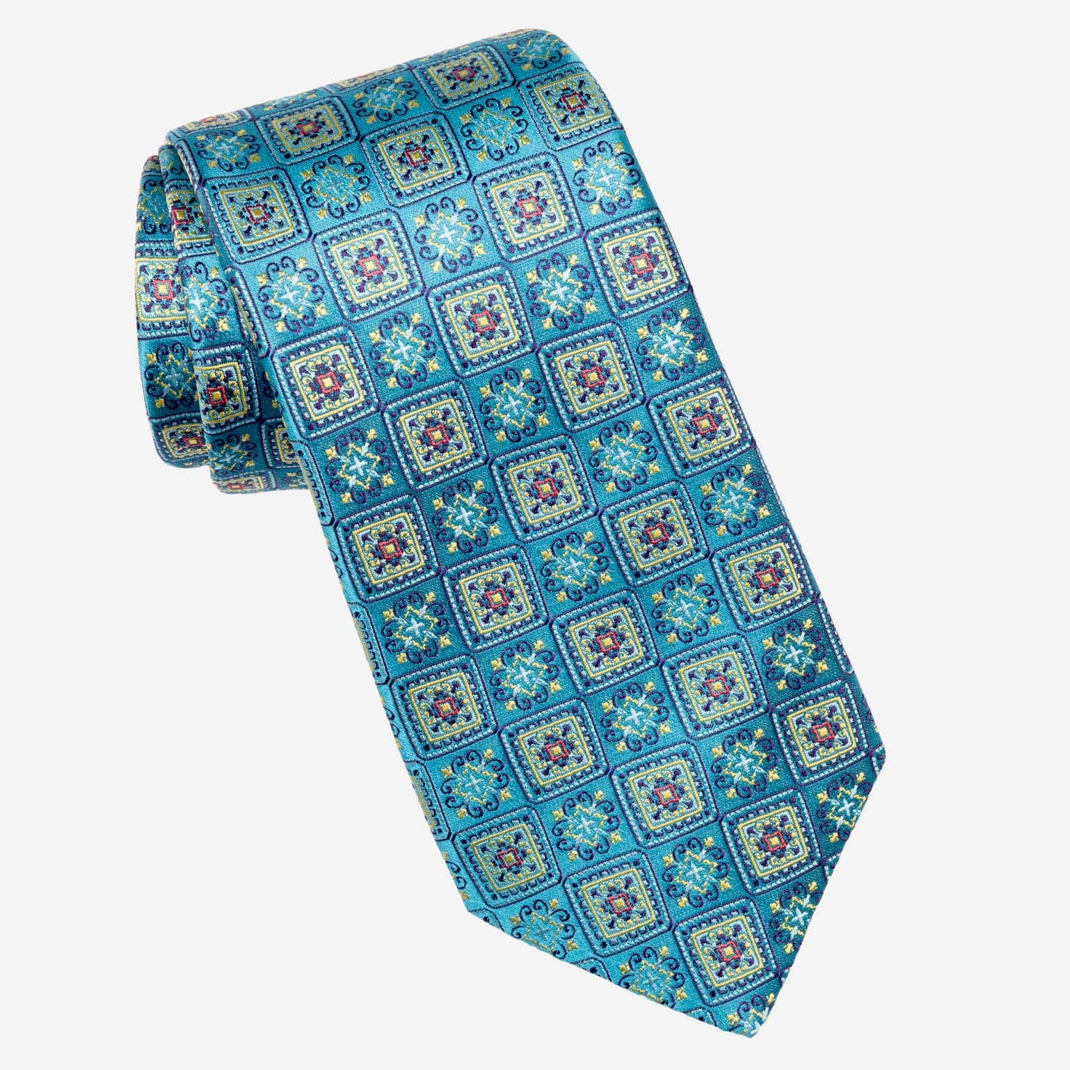 Designer Vintage Turquoise Silk Necktie