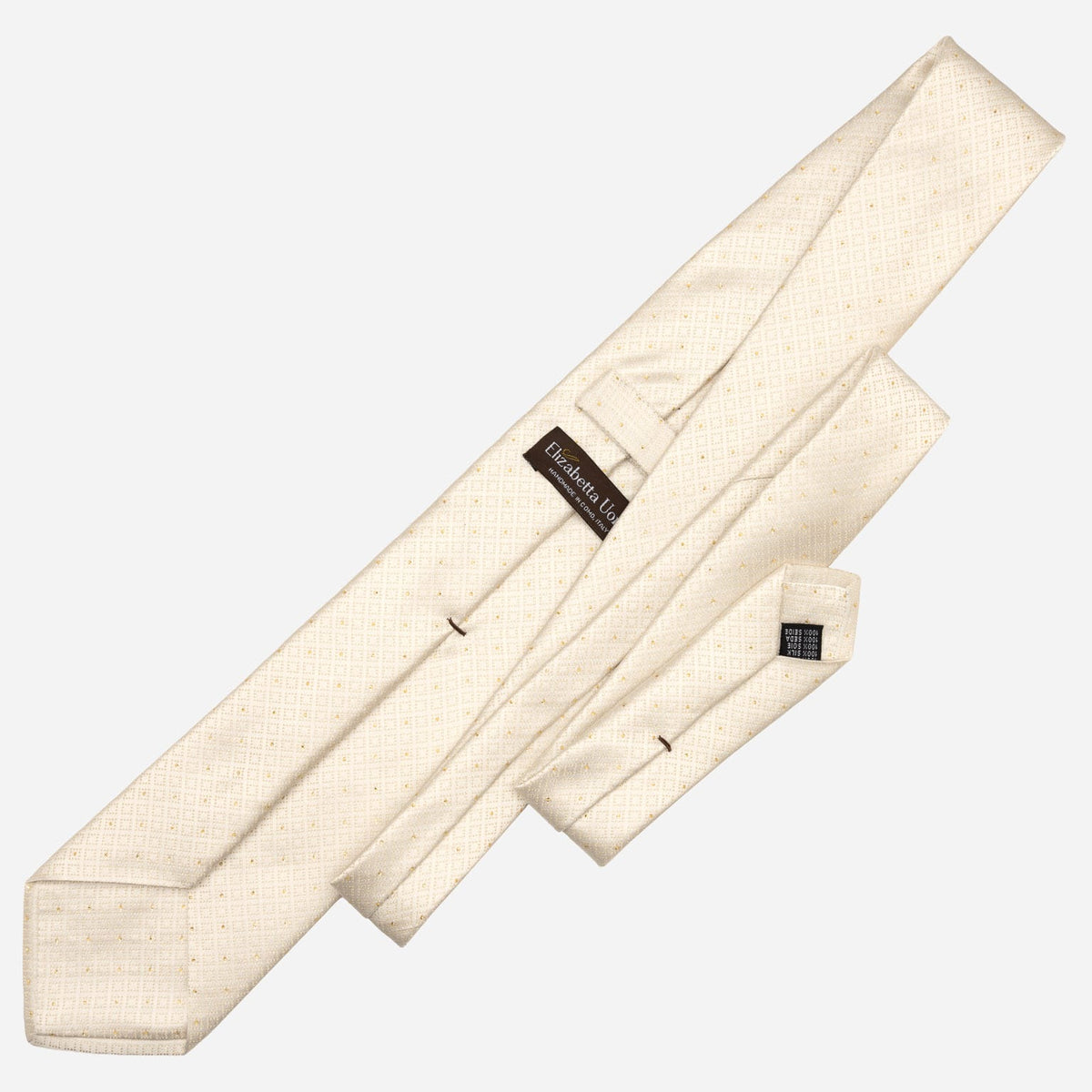White & Gold Italian Designer Silk Tie