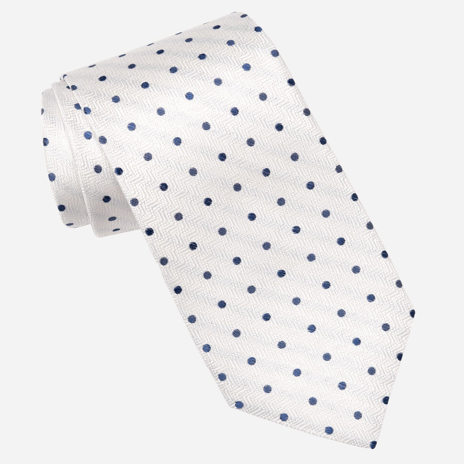 White Polka Dot Italian Silk Handmade Tie