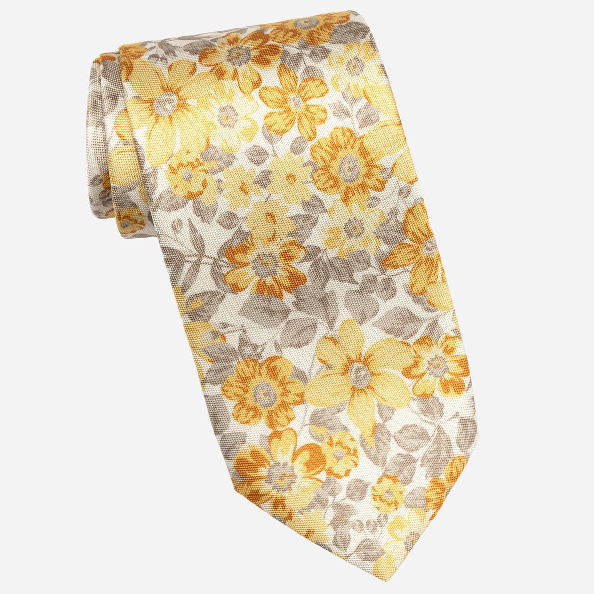 Yellow Floral Handmade Italian Silk Tie 