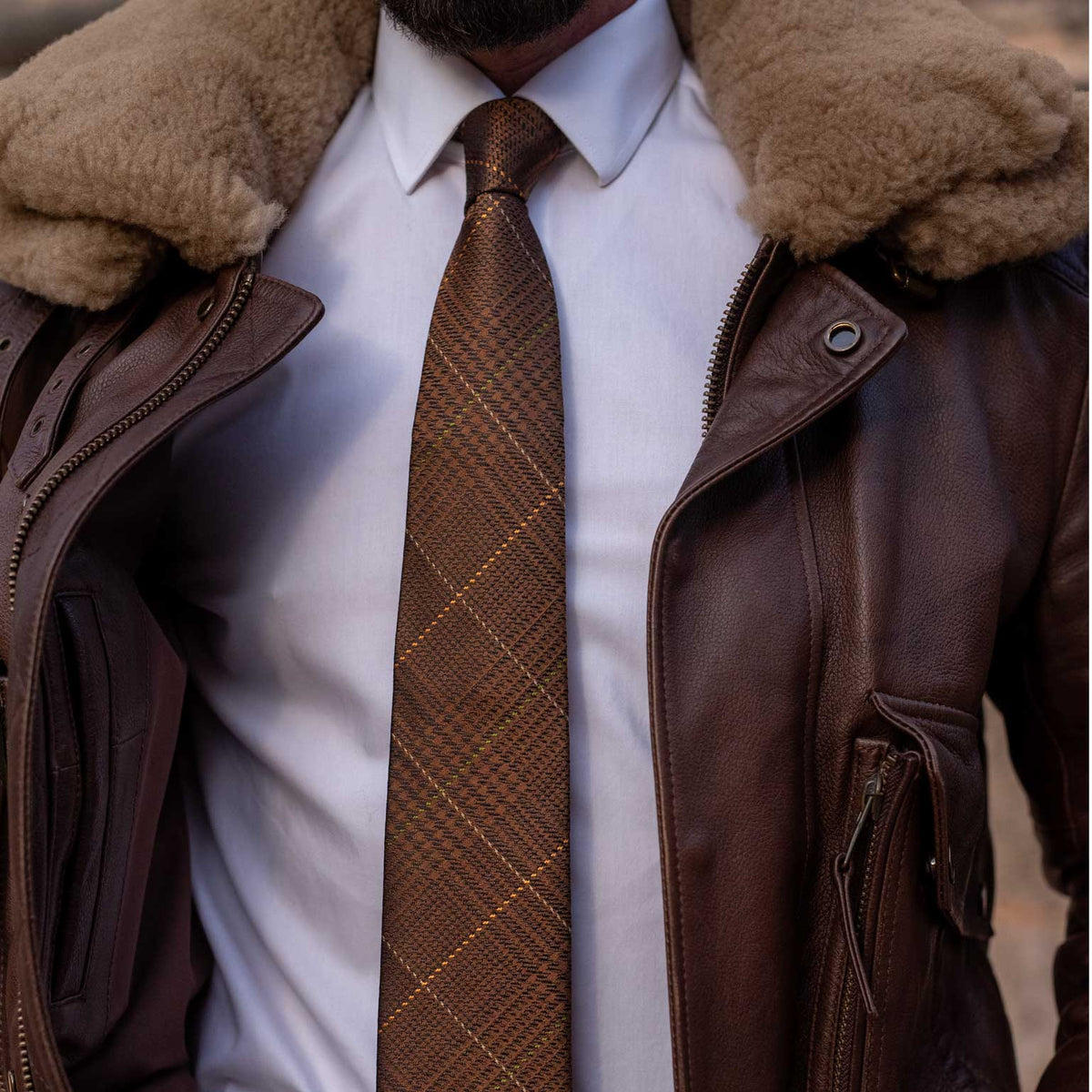 Prince of Wales checked designer silk tie