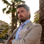 Violet Floral Handmade Italian Silk Tie