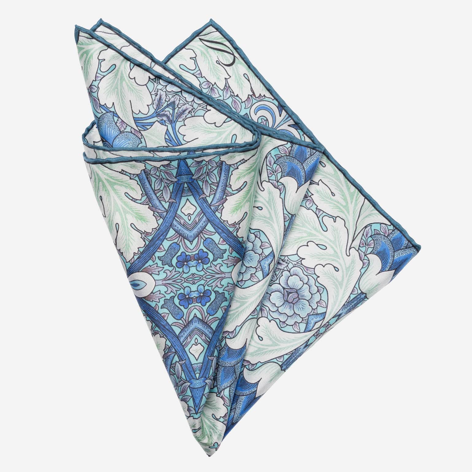 Blue and Mint William Morris Design Pocket Square