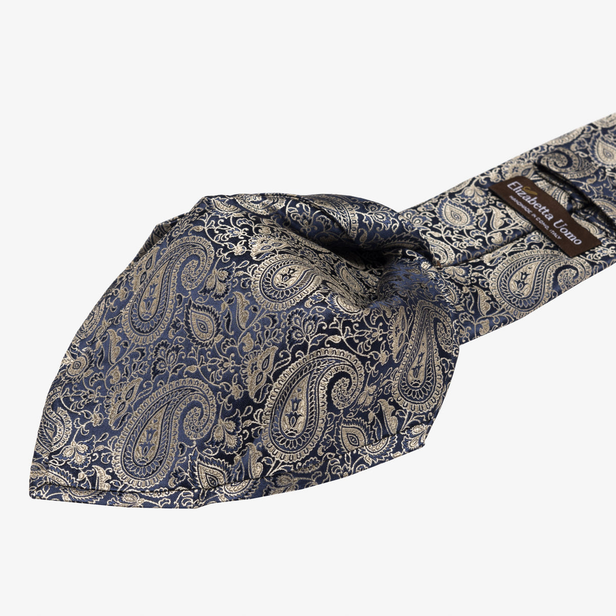 Navy and Pewter Paisley Italian Silk Tie