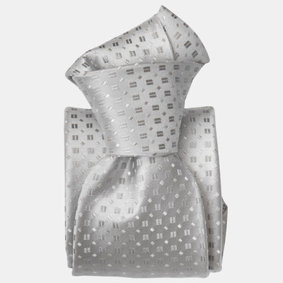 Silver Formal Silk Jacquard Tie - Made in Italy