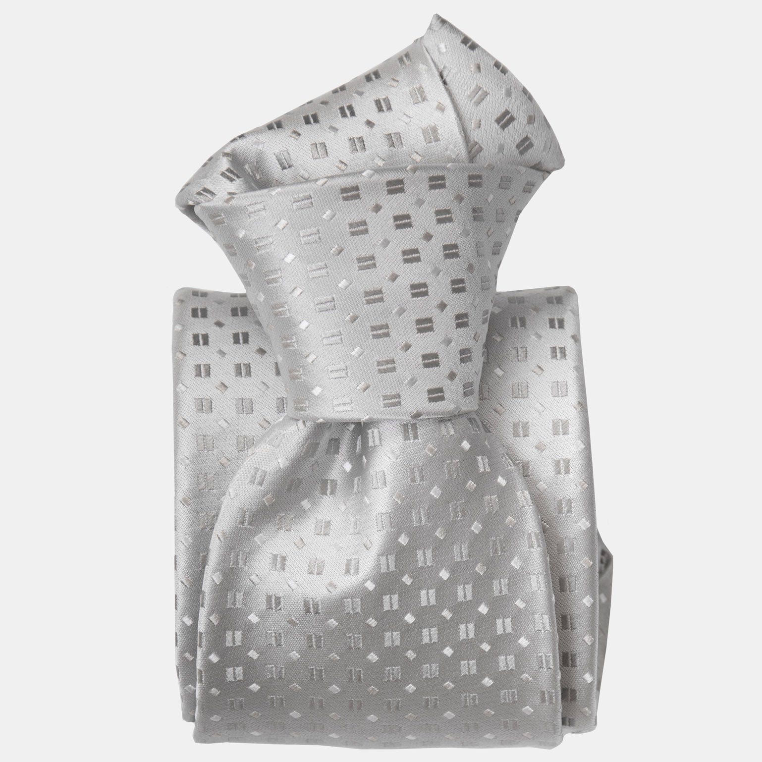 Silver Formal Silk Jacquard Tie - Made in Italy