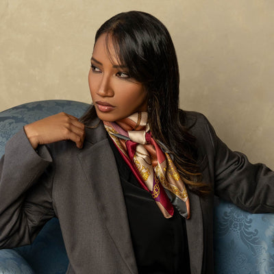 Women's handmade Italian silk equestrian scarf