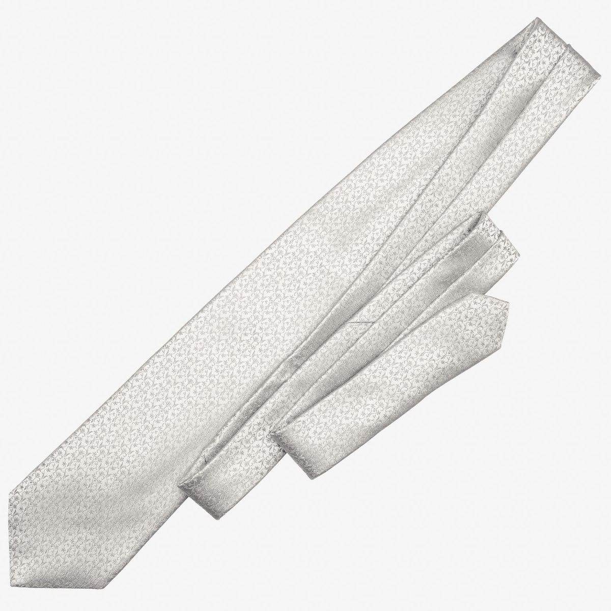 Italian Designer Silver Silk Necktie