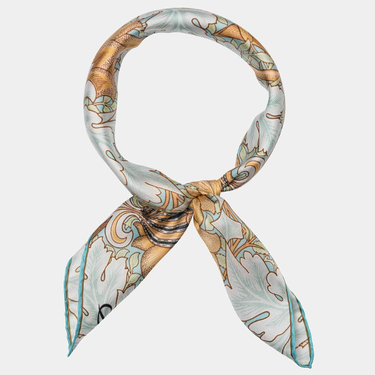 Aqua Botanical Italian Silk Neckerchief