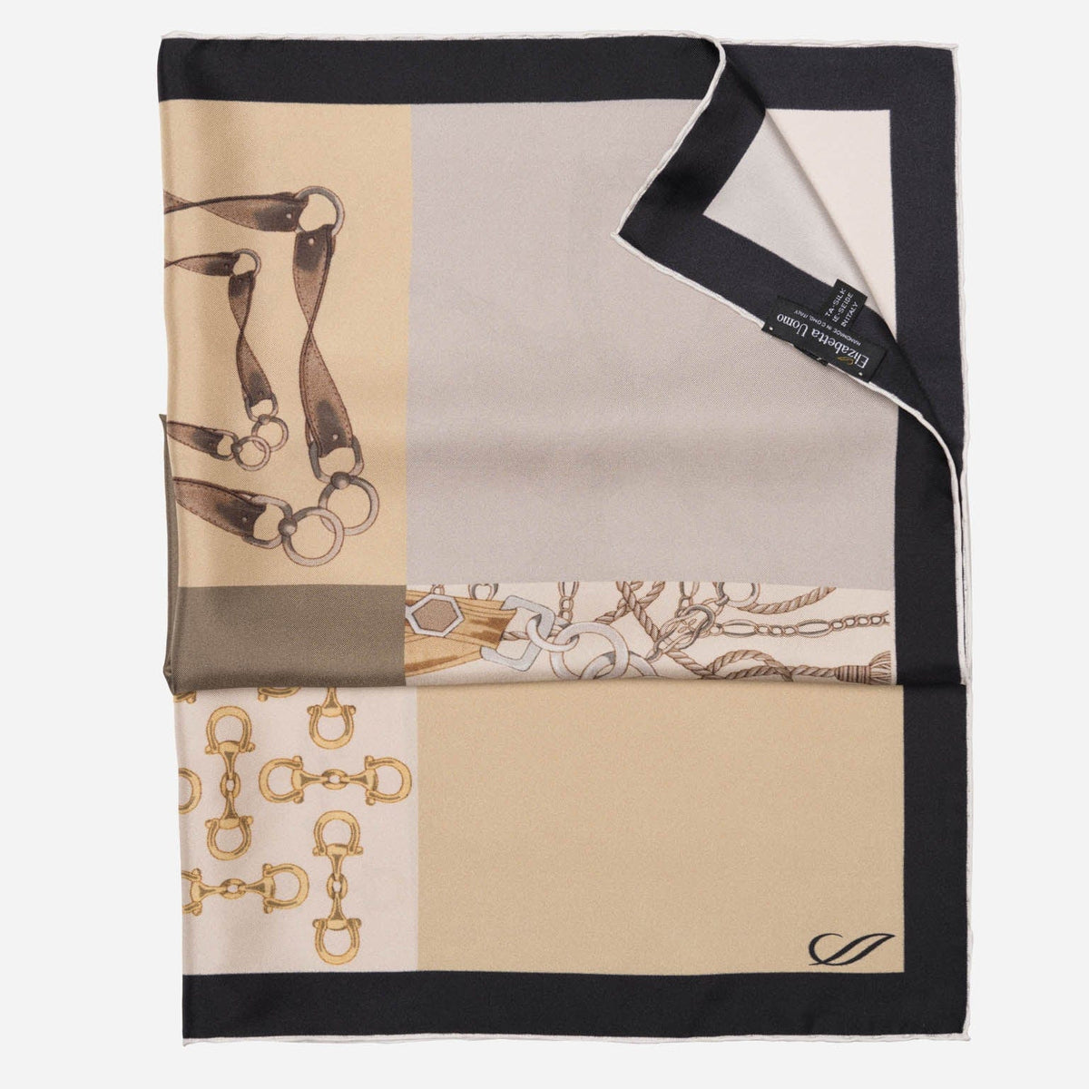 Tan Equestrian Italian Silk Neckerchief