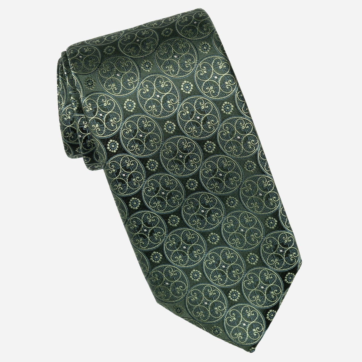 Green Italian Designer Silk Tie