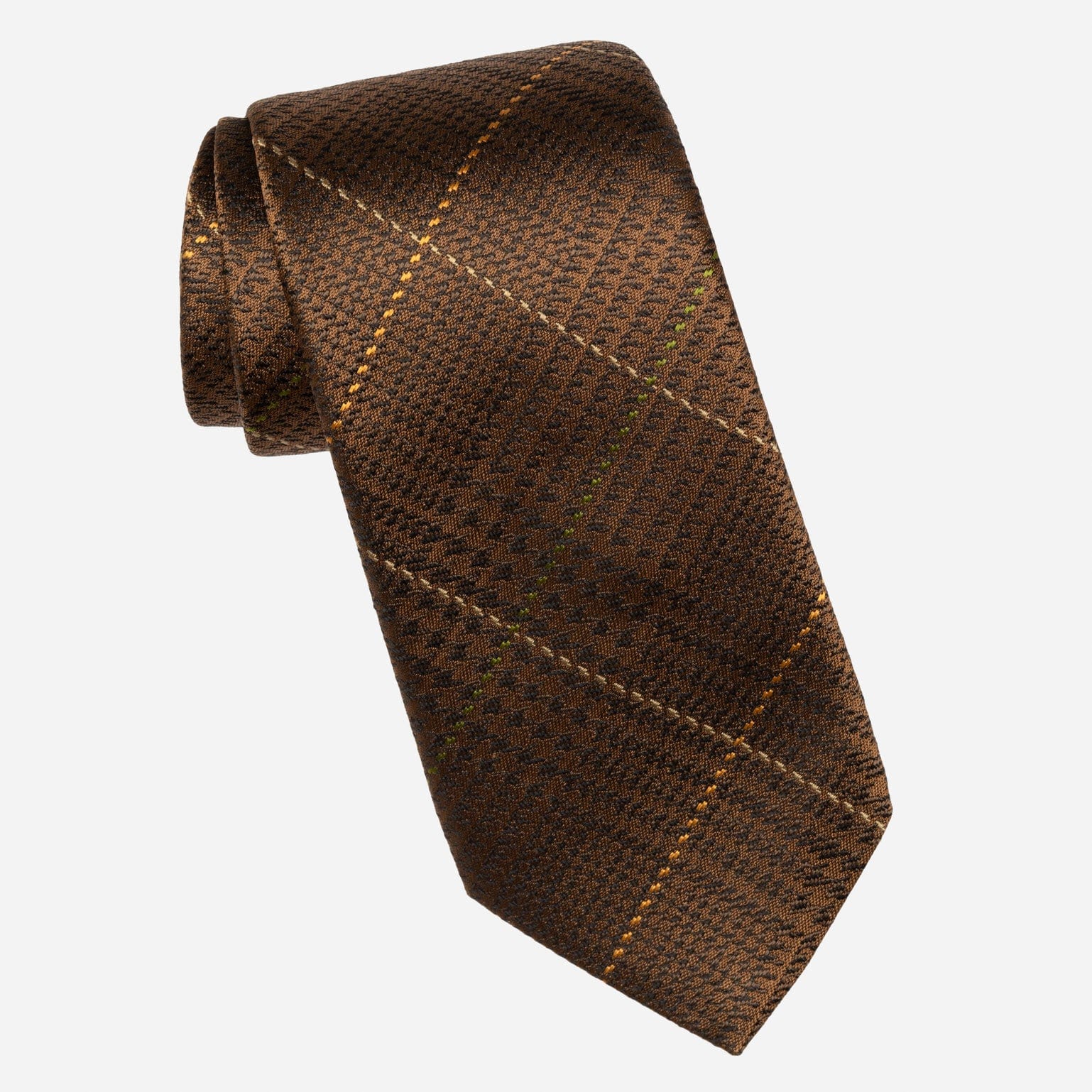 Italian Plaid Brown Handmade Silk Tie