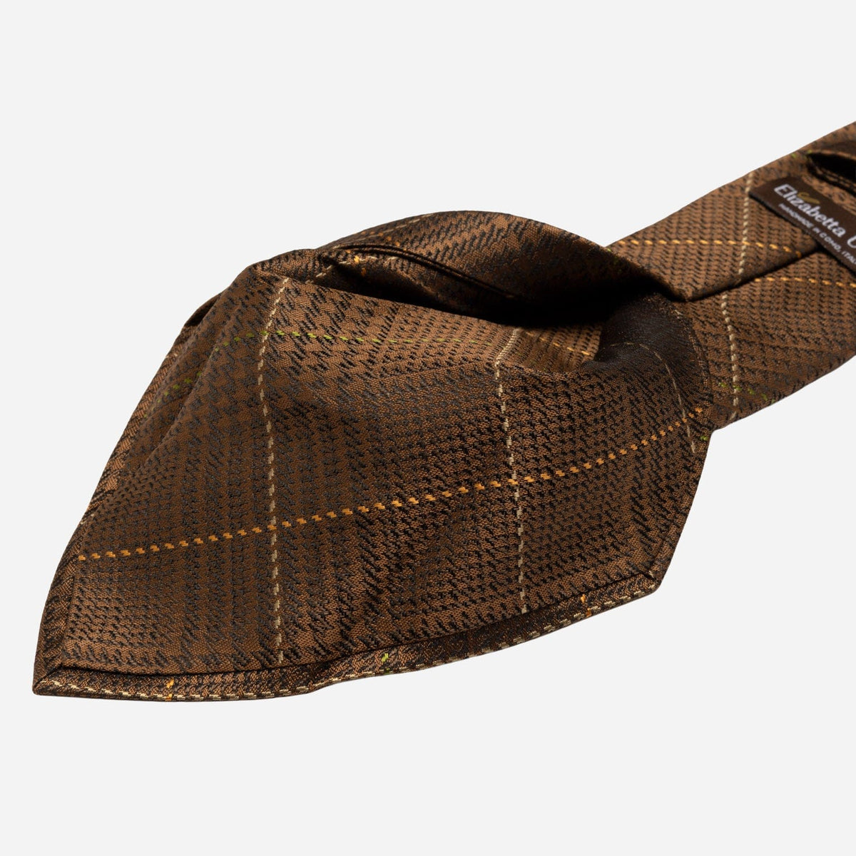 Italian Plaid Brown Handmade Silk Tie