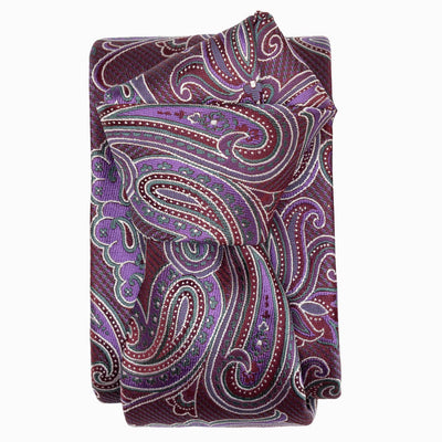 Magenta Woven Paisley Italian Silk Tie