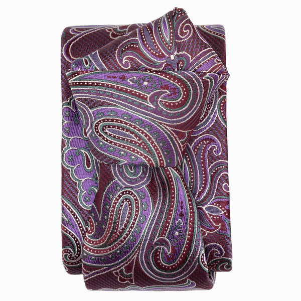 Magenta Woven Paisley Italian Silk Tie