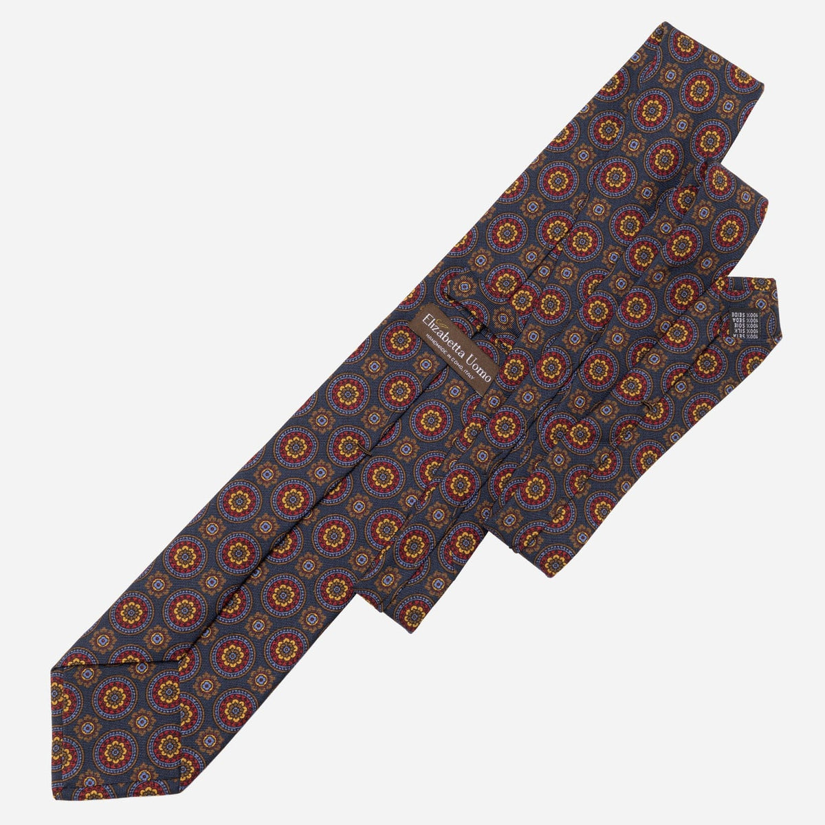 Navy Handmade Italian Silk and Wool Tie