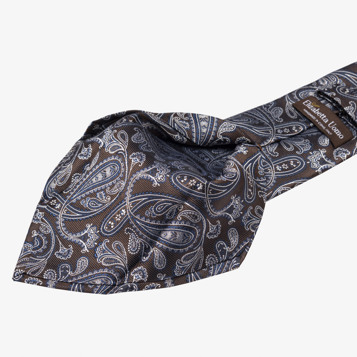 Brown and Blue Italian Paisley Silk Tie