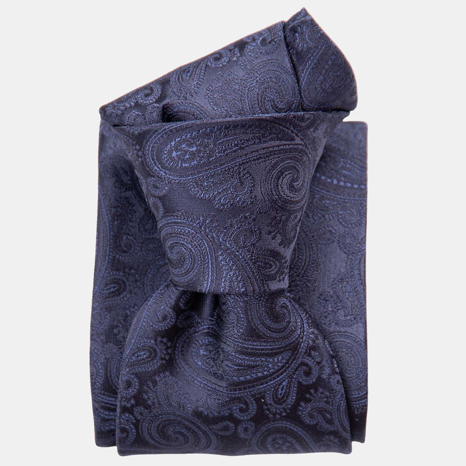 Midnight Blue Silk Paisley Formal Tie - Made in Italy