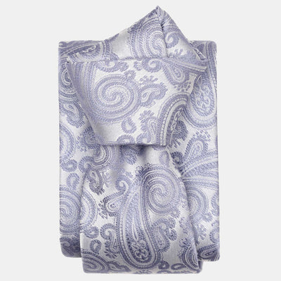 Italian Periwinkle Silk Paisley Formal Tie