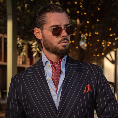 Handmade red silk ascot tie