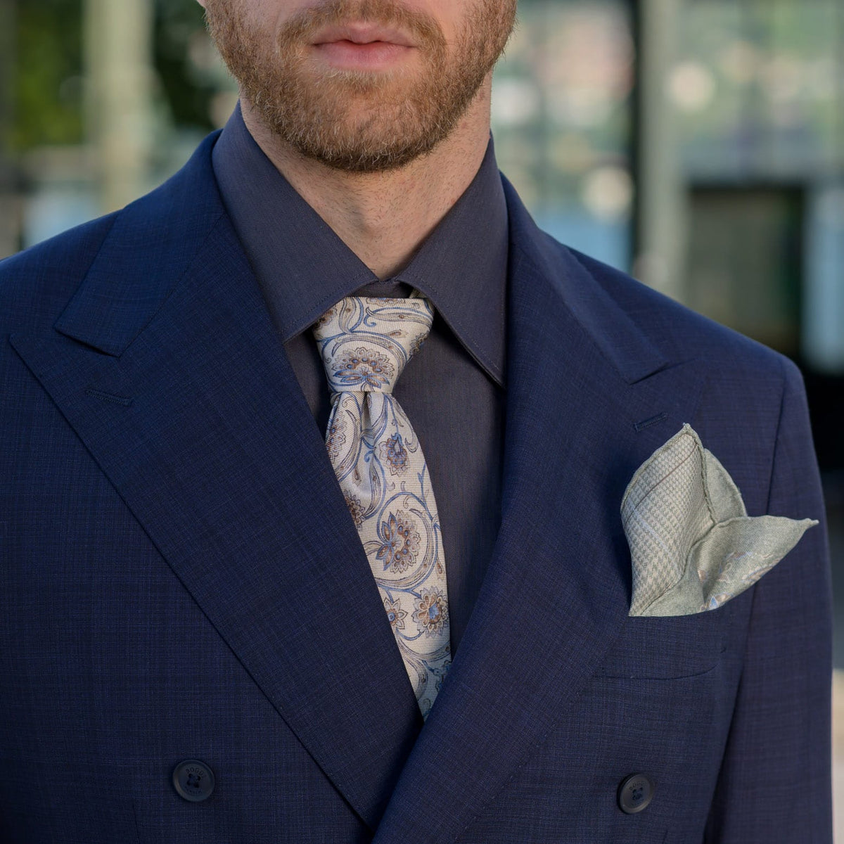 Double Sided Silk Pocket Square Sage Green