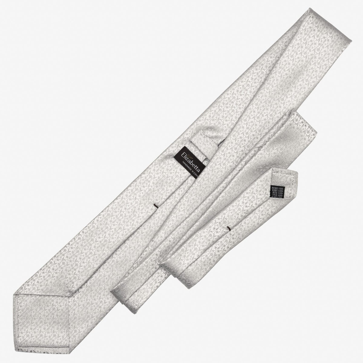 Italian Designer Silver Silk Necktie
