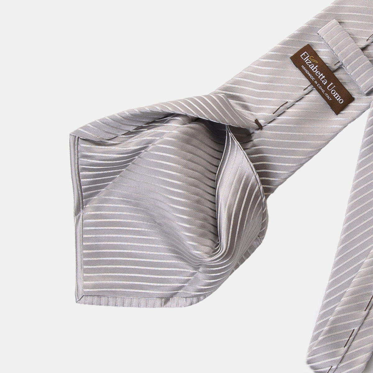 Extra long silver striped silk tie