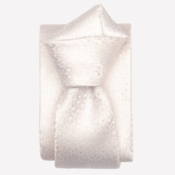 Italian Designer White Silk Necktie