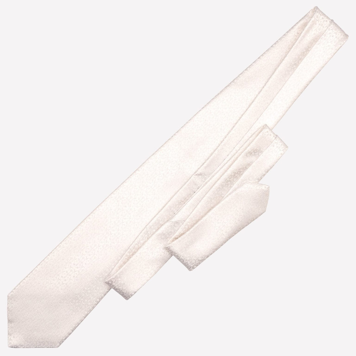 Italian Designer White Silk Necktie