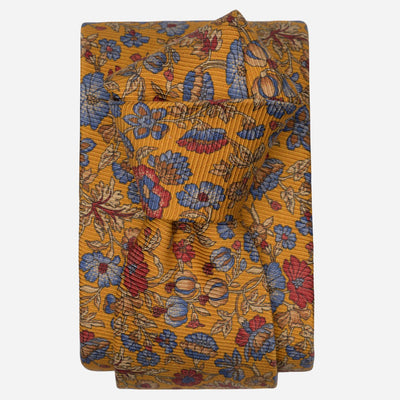 Amber Yellow Floral Madder Silk Tie